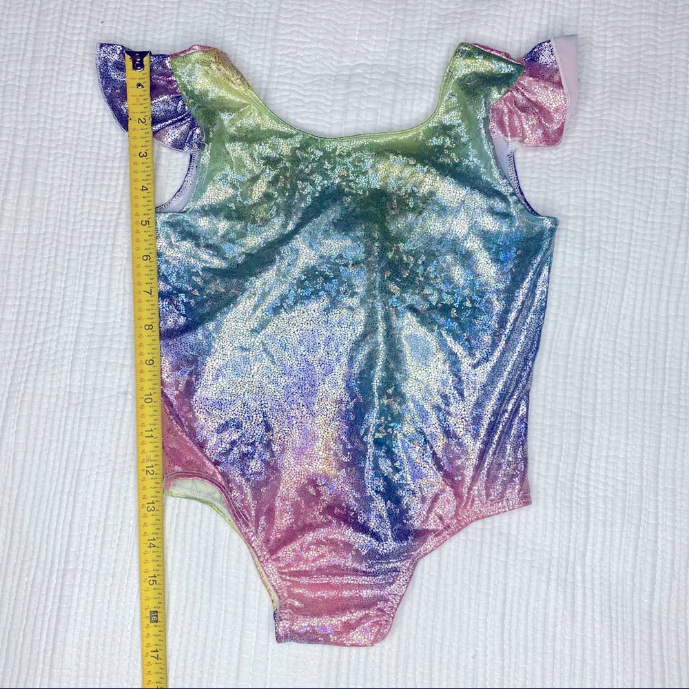 Rainbow Holographic One Piece Swimsuit Gymnastics